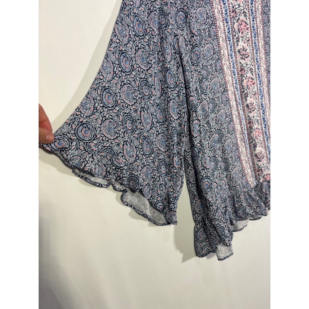 Festival Boho Paisley Cynthia Rowley Peasant Blouse Women 1X Blue Pink - Picture 3 of 7